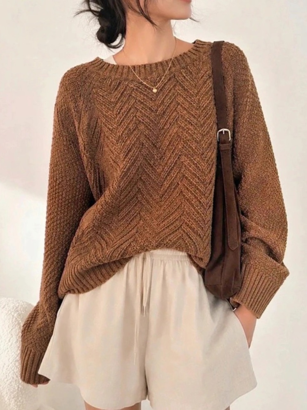 sonoma brown textured knit sweater